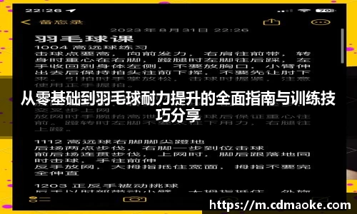 从零基础到羽毛球耐力提升的全面指南与训练技巧分享