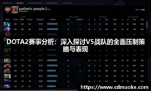 DOTA2赛事分析：深入探讨V5战队的全面压制策略与表现