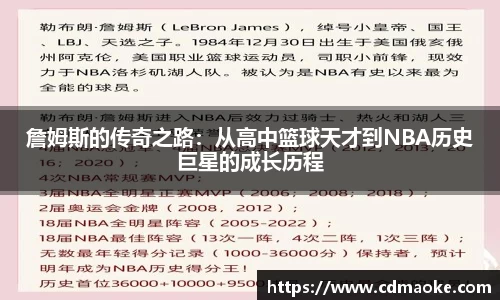 詹姆斯的传奇之路：从高中篮球天才到NBA历史巨星的成长历程